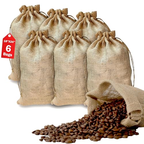 FIBEUSION Large Burlap Bags with Drawstring (Pack...