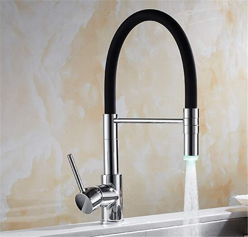 Mitigeur de cuisine chrome avec LED robinets en laiton et commande unique