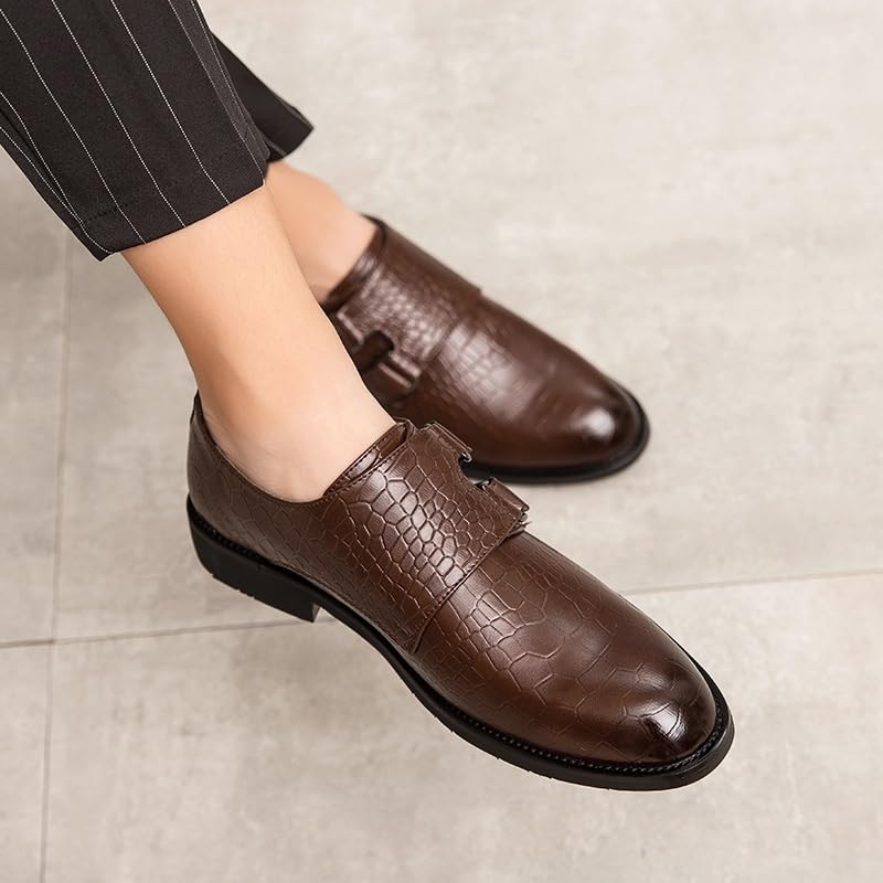 Men Oxford Dress Double Monk Shoes Anti-Slip Non Slip Resistant Wedding Breathable Evening Calfskin Leather Slip On2