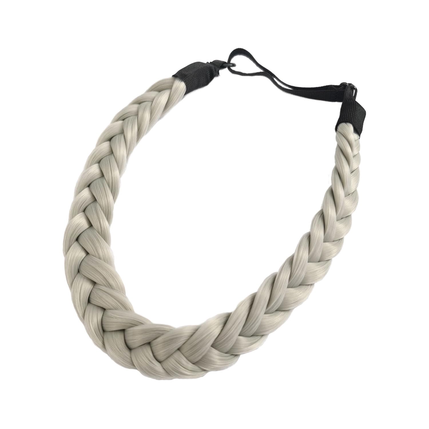 Braided Hair Band for Women, Soft Elastic Plait Headband in Light Grey