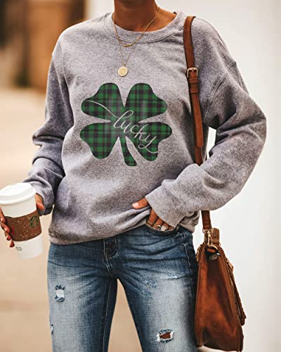 Image of Women's St Patrick's Day Shamrock Sweatshirt Irish Shirts Pullover Top Cute Long Sleeve Holiday Outfit & Gift