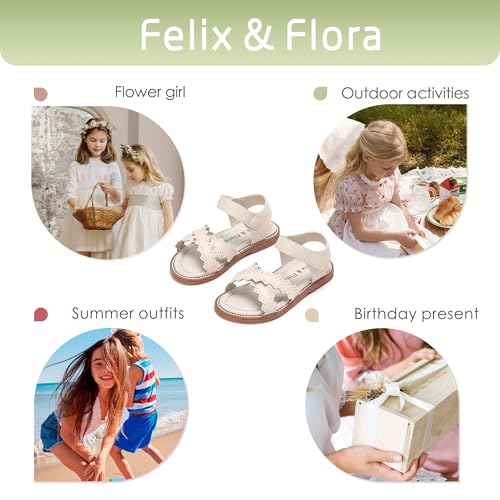 Image of Felix & Flora Toddler Girl Sandals - Little Girl Easter Dress Shoes Lightweight Open Toe Beach Holiday Flats