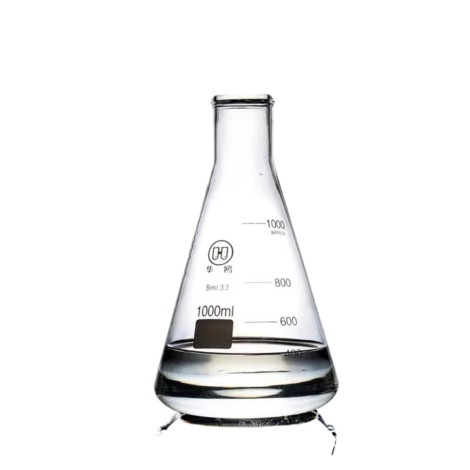 Szklana kolba laboratoryjna, Kolba laboratoryjna stożkowa ze szkła zagęszczonego, krzemianowa 3.3, szkło pomiarowe odporne na wysoką temperaturę(1000mL)
