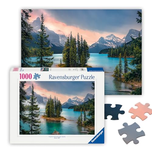 Ravensburger - Maligne Lake, Canada - 1000 Piece Jigsaw Puzzle - Featuring Stunning Mountains, Vivid Water, Evergreens & More - Frameable - Premium Quality - Puzzles for Adults