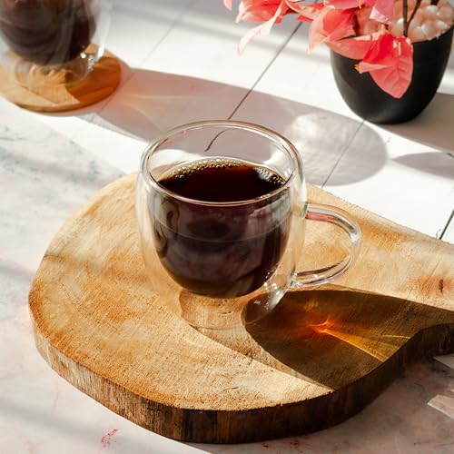 Image of Sipologie Nord Double Wall Mug 200ml, Set of 2 - Elegant Clear Glass Mugs with a Premium Finish, Ideal for Hot and Cold Beverages - Great for Gifting, Transparent