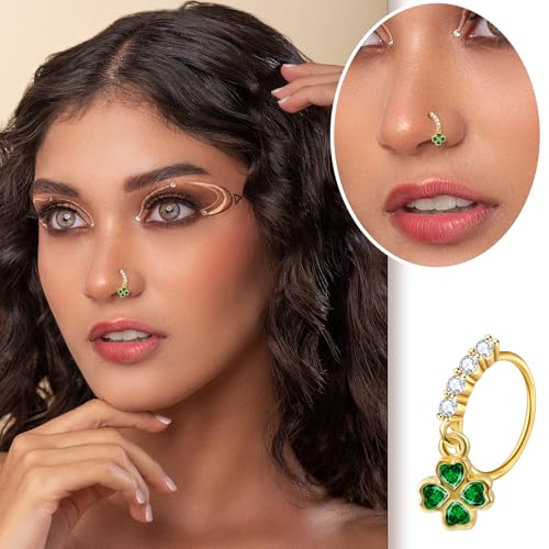 20Pcs 20G Dangle Nose Rings Gold Nose Studs L Shaped Gold Nose Hoop Hypoallergenic Stainless Steel Nose Piercings CZ Flower Moon Butterfly Star Leaf Dangling Nose Jewelry for Women3