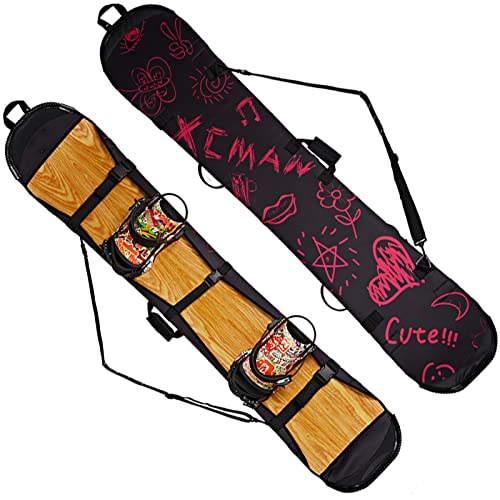 WEALTHY73 Portable Snowboard Bag Snowboard Protector One Shoulder Ski Equipment Storage Bag SBR Rubber Waterproof Wear-Resistant Fabric,Pink,150CM