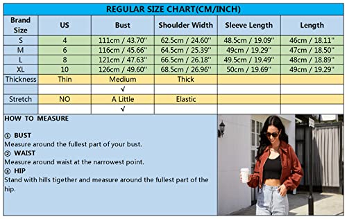 Zaful Women's Corduroy Cropped Jacket Full Zip Drop Shoulder Coat With Pocket Caramel S #TOP6