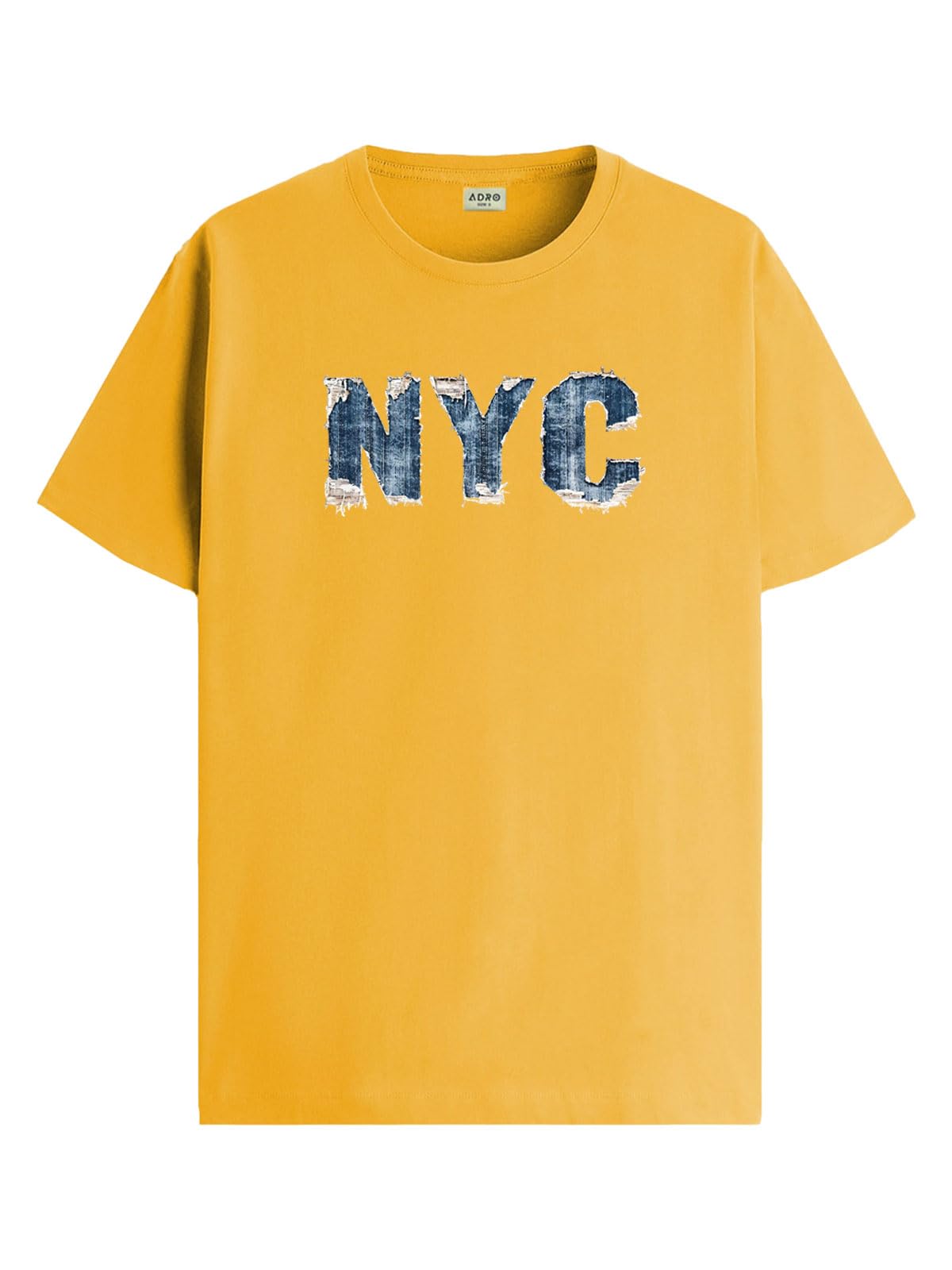 adro Men’s Regular Fit T-Shirt – Denim NYC Vibe Design | 180 GSM Cotton Lycra Casual Streetwear Graphic Tee-picture-10