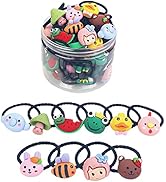 Petunny Cute Cartoon Hair Ties,30Pcs Girls Hair Ties Cartoon Rubber Bands Baby Girls Hair Ties Ha...