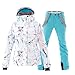 HOTIAN Damen Schneeanzug, Wasserdicht Winddicht Winter Warme Schnee Skifahren Sätze,für Wandern Klettern Isoliertes Snowboarden WH+BU M