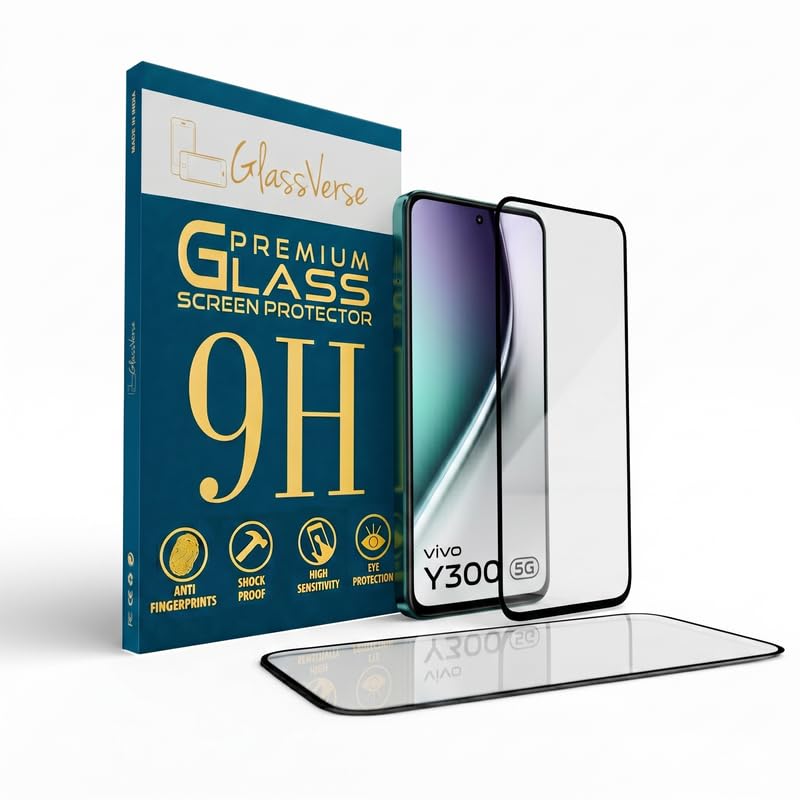 Image of GlassVerse PureView Tempered Glass for Vivo Y300 5G | Crystal Clear, 9H Hardness Screen Protector, Edge to Edge, Case Friendly, Hassle-less Installation Kit Included. (Pack of 1)