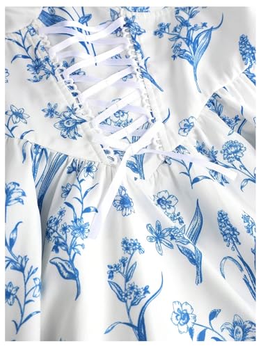 OYOANGLE Girl's Boho Floral Print Criss Cross Ruffle A Line Dress Ruched Vacation Holiday Sundress3