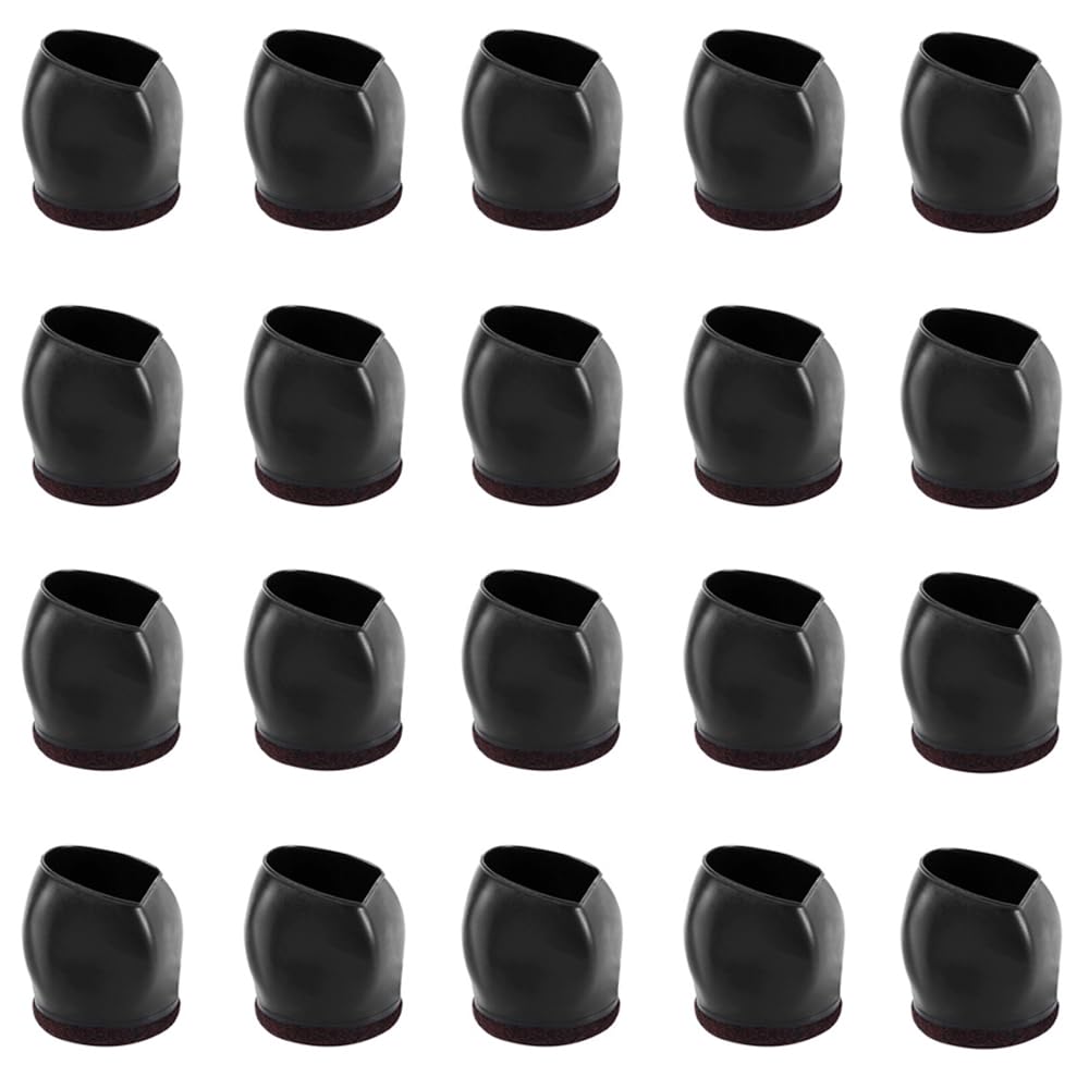 20 protectores de suelo de silicona negra para patas de silla, tapas con fieltro para suelos de madera dura, almohadillas para patas de muebles, evitan arañazos, fundas para patas de silla de oficina