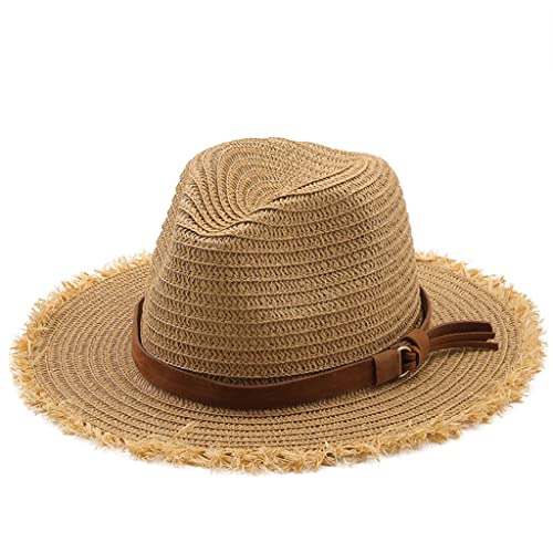 Chapeau de soleil pour hommes et femmes anti-coup de soleil avec visière large en paille