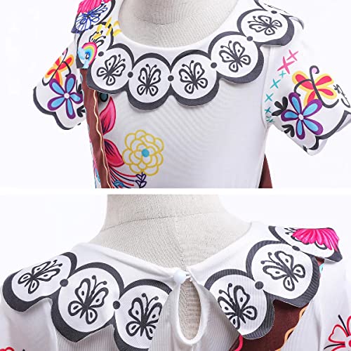 Mirabel Costume For Kids Girls Mirabel Dress Princess Dress Cosplay Halloween Costume Print Skirt Suit With Bag Earrings Glasses For Child #TOP4