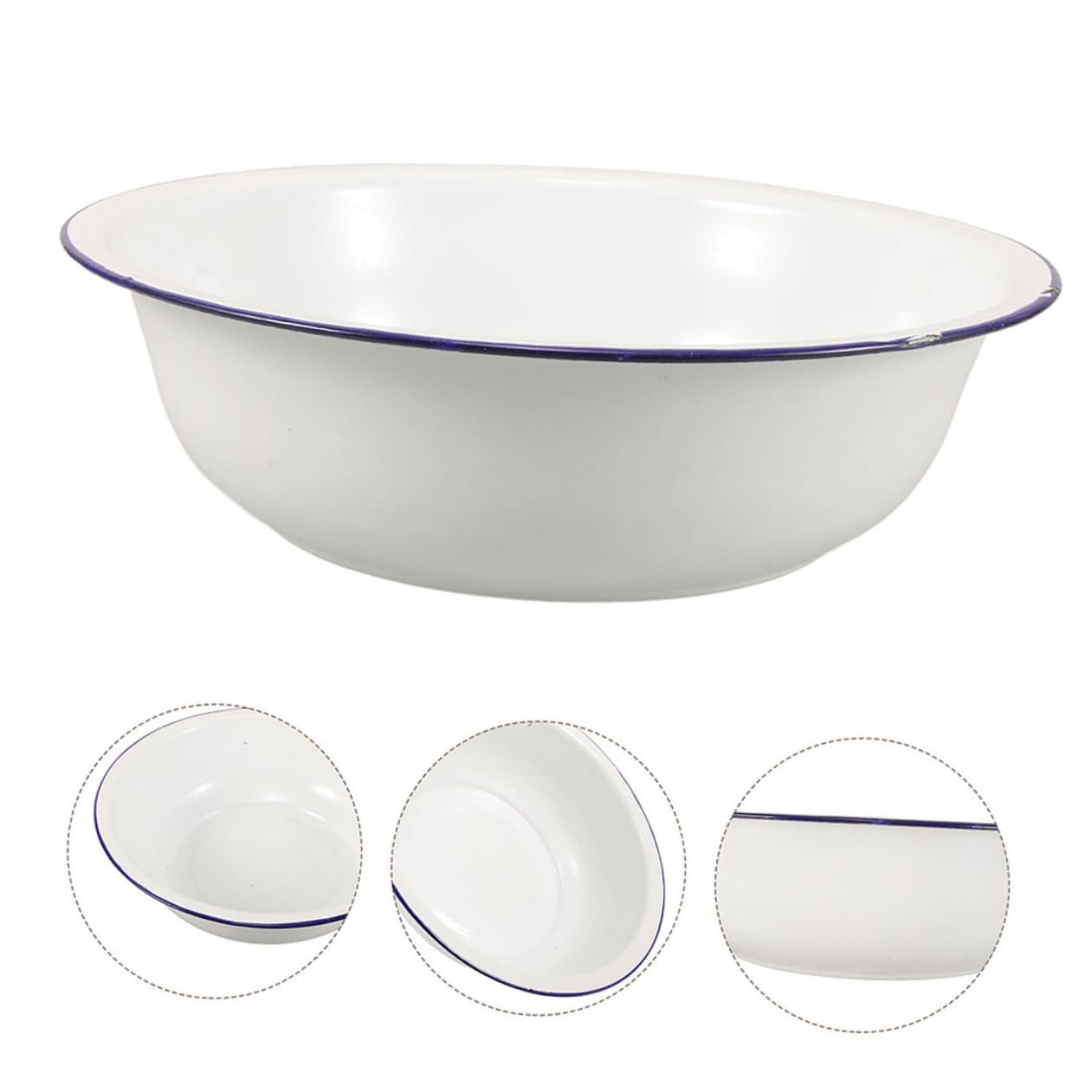 PartyKindom Bacinella Smaltata Contenitore Portatile Vintage per Pediluvio Grande Facile da Pulire Bianca per Ammollo per Bagni Rilassanti