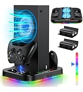 Cooling Fan Stand & RGB Light Strip for Xbox Series S,Dual Charger Station with 2 X 1400mAH Recha...