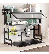 U HOOME Dish Drying Rack, 3 Tier Over The Sink Dish Drying Stand Kitchen Counter Dish Draining St...