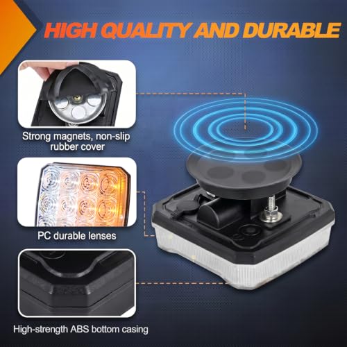 Image of Nilight Magnetic Strobe Lights 2PCS Amber White 12 LED Rechargeable