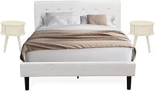 Maykoosh 3-Piece Bed Set - Button Tufted Bed Frame & Nightstand - Velvet Upholstered Modern Design