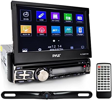 Pyle Single DIN Car Stereo Receiver System & Backup Camera [Touch-Screen Headunit Stereo Radio] CD/DVD Player, Bluetooth Wireless Streaming, Hands-Free Talking, Waterproof Rearview Cam (PLT85BTCM)