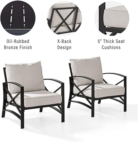 Vista 31 de Crosley Furniture Kaplan Silla de exterior, sillas de patio para conversación, porche, terraza, balcón, patio trasero, bronce aceitado con cojines