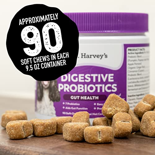 Dr. Harvey's Digestive Probiotic Soft Chews For Dogs, 7 Probiotics For Gut Health, Diarrhea And Bowel Support, Peanut Butter Flavor (90 Chews) #TOP7