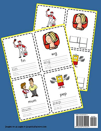 CVC Words Flash Cards with Pictures for Kindergarten: Vowels and consonants missing word activity flashcards - Image 2