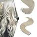 Produktbild YoungSee Tape in Extensions Echthaar Platinblond #60 Remy Tape in Band Für Extensions 20 Tressen Glatt Tape Extensions Glatt Menschliches Haar 50g 50 cm