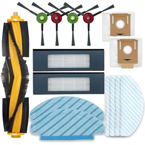 DVX34 Accessories Kit for Yeedi Vac 2 Pro/Vac/Vac Max/Vac Station Robot Vacuum Replacement Parts, 1 Main Brush, 4 Side Brush, 2 HEPA Filter, 2 Mop Pad, 4 Disposable Mop Pad, 2 Dust Bag Cover