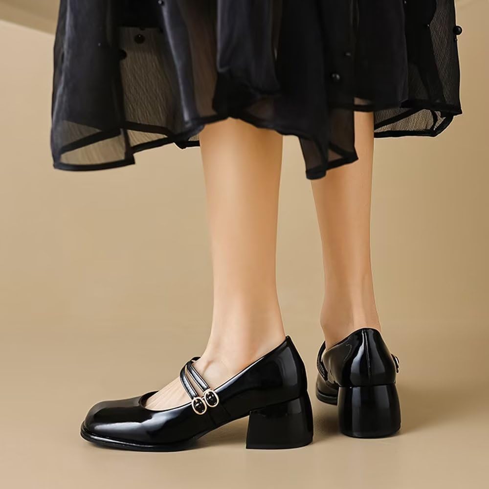 Stunner Women's Chunky Low Block Heel Dress Shoes Mary Janes Heels for Women Comfortable Closed Toe Work Pumps 2