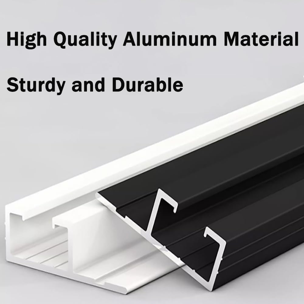 Self-Adhesive Ceiling Curtain Track 9.8ft No-Drill Aluminum Curtain Rail System for Room Divider Living Room Bedroom Shower - Easy Install Black 1.3m/4.27ft