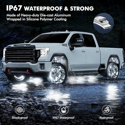 Ehaho 15.5" Super Bright Double Row Pure White Wheel Lights, Rim Light with Remote Control, IP68 Waterproof Wheel Ring Lights with Turn & Braking Signal Compatible with Various Trucks SUV Car（4PCS） by Ehaho - Image 5