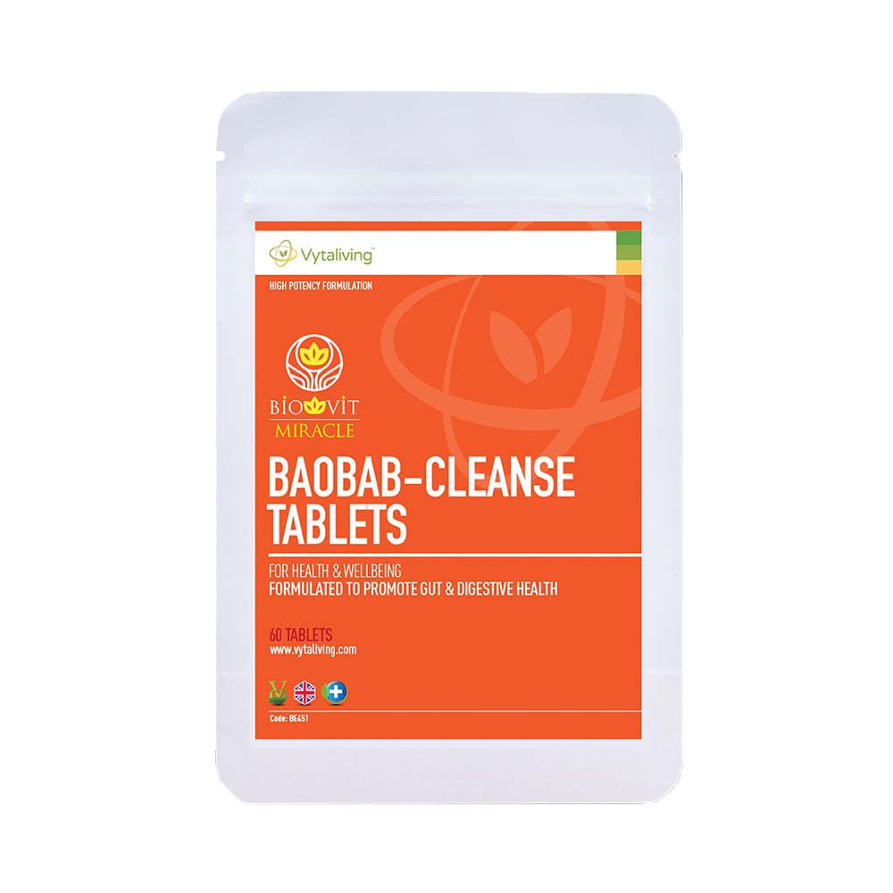 VYTALIVING Baobab Cleanse Tablets - Improves Digestive System & Gut Health Support, with Prebiotic Baobab, Immune Booster, | 60 Tablets