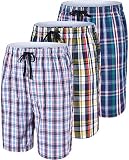MoFiz Men's Pajama Shorts Sleep/Lounge Shorts Cotton Sleepwear Shorts Plaid PJS (XL, 3 Pack)