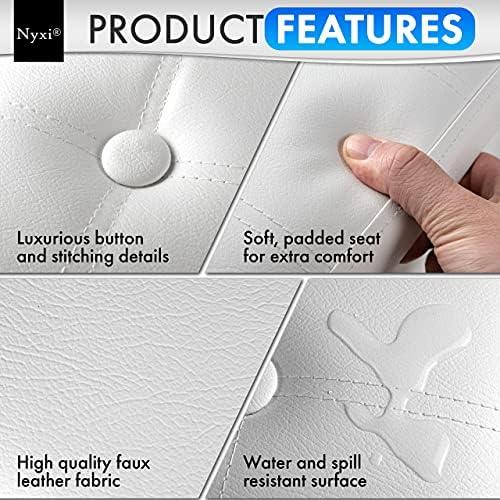 Nyxi 110 x 38 x 38 cm Faux Leather White Ottoman Foldable Storage Boxes Seat Foot Stool Storage Box with Lids for Kids Toys, Bedroom, Hallway, Living Room