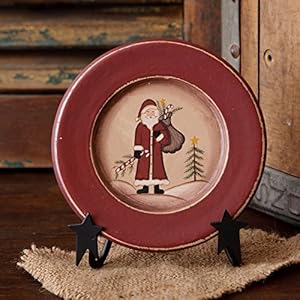 Your Hearts Delight 5-1/2-Inch Santa Wooden Decor Plate, Small Your Hearts Delight 5 12 Inch Santa Wooden Decor Plate Small