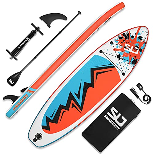 Swonder Inflatable Stand Up Paddle Board, 32â€ Wide Ultra Steady and Super Light-Weigh (17.2lbs) Board, Full Premium SUP Accessories- Adjustable Paddle, Backpack, Leash, and Pump for Youth & Adult