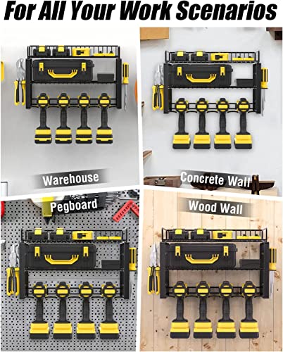 Power Tool Organizer Holder - Wall Mount Style for Power Tool Drill as Heavy Duty Tool Shelf & Tool Rack with Compact Packed with Color Box, Great Gift for Man image 10