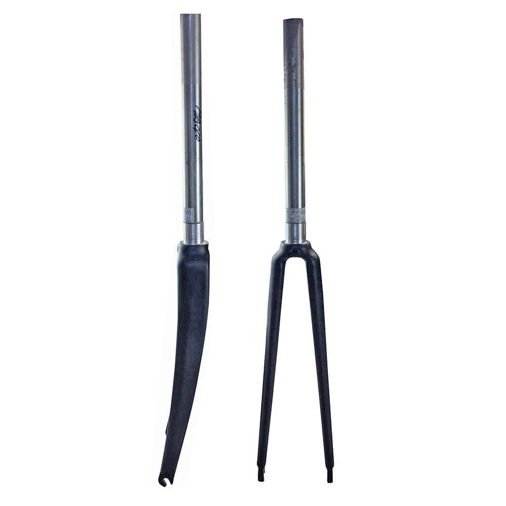 AZQOHMIS Bike Suspension Fork,700C Bicycle Front Fork,Bicycle MTB Fork/Carbon Fiber + Aluminum Alloy/Road Bike Hard Fork/Upper Tube Diameter 28.6mm/Opening 100MM/Offset40mm