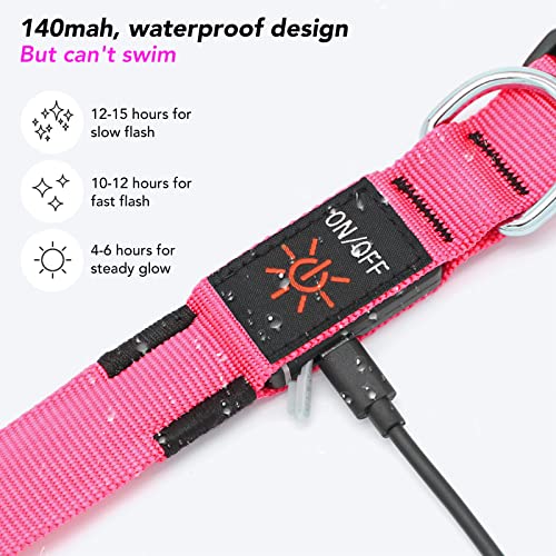 KOSKILL Light Up Dog Collar, Rechargeable USB Collar, Waterproof, Luminous LED Collar, Adjustable, Super Bright - Image 4