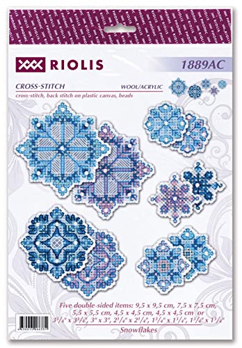 Image of RIOLIS - Snowflakes 1889AC, Cross Stitch Kits 3 inch x 3 inch, Cross Stitch Kits for Beginners & Advanced, Crossstitching Kit Adult, Embroidery Counted Stitching Kit