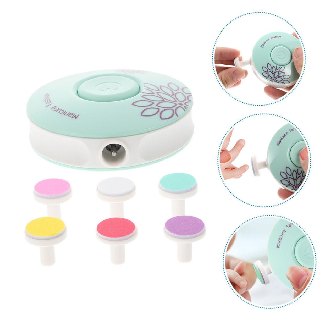 FRCOLOR 4sets Elettrico Per Unghie Per Adulti Trimmer Elettrico Per Manicure Con Testine Abrasive Intercambiabili Kit Completo Da Sicuro e Facile Da Usare