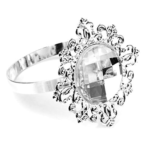 ROSENICE 12pcs Crystal Napkin Rings (Silver) Cover