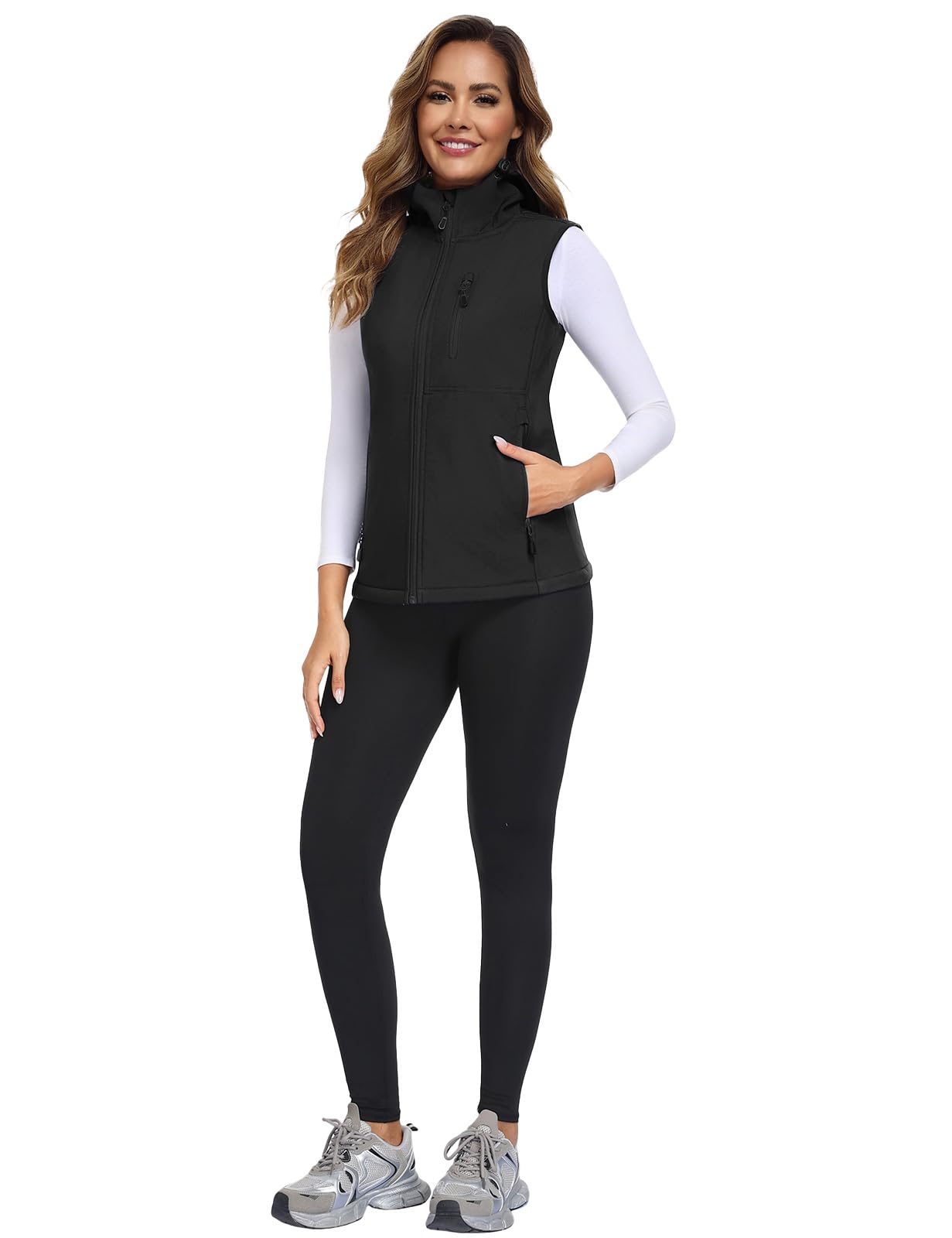 Gilet Softshell Donna Impermeabile Smanicato Giacca Senza Maniche Donna Leggera Antivento Gilet Sportivo Casual per l'outdoor Giacche con Cerniera e Tasca