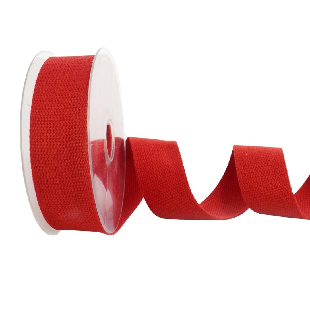 Trimz Cotton Webbing – Red – 25mm x 10m