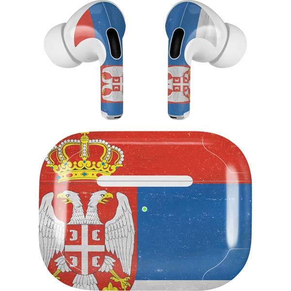 Skinit Decal Audio Skin Compatible with Apple AirPods Pro (2rd Gen, 2022) - Skinit Originally Designed Serbia Flag Distressed Design