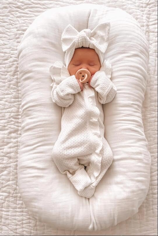 Baby Girl Newborn Clothes Fall Winter Hospital Coming Home Outfit Bow Long Sleeve Romper Zipper Onesie Jumpsuit - Image 3