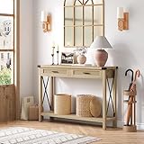 GAOMON Boho Entryway Table with Rattan Drawers, Console Table for Entryway, 43' Wood Sofa Table with Storage for Living Room, Hallway, Foyer